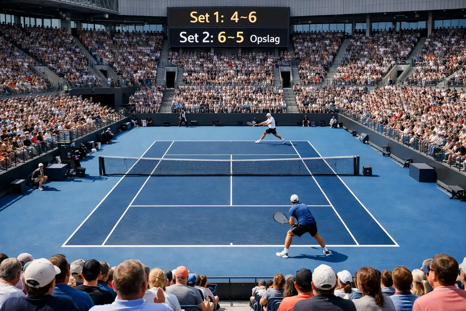 Professioneel ATP tennis toernooi met volle tribunes