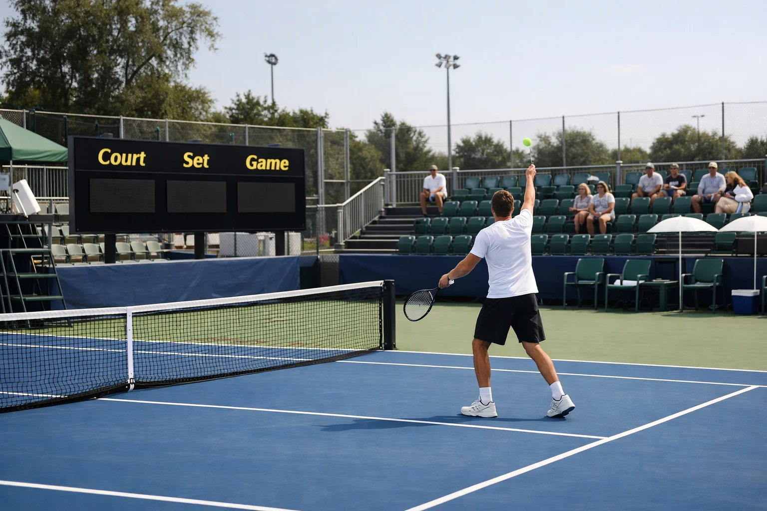 Kleine tennisbaan met lokaal Challenger toernooi