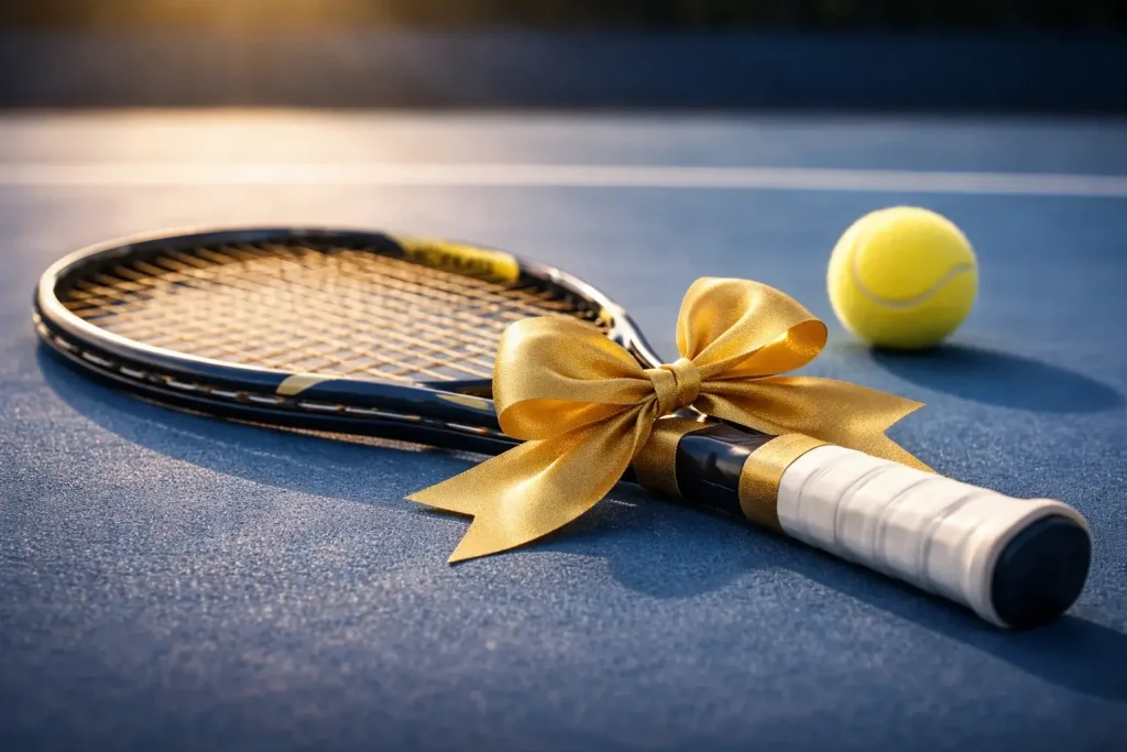 Tennisracket met glanzend gouden accent