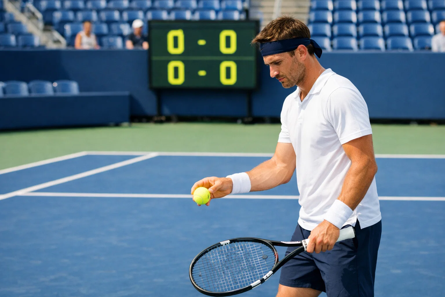 Tennisser begint wedstrijd met eerste service