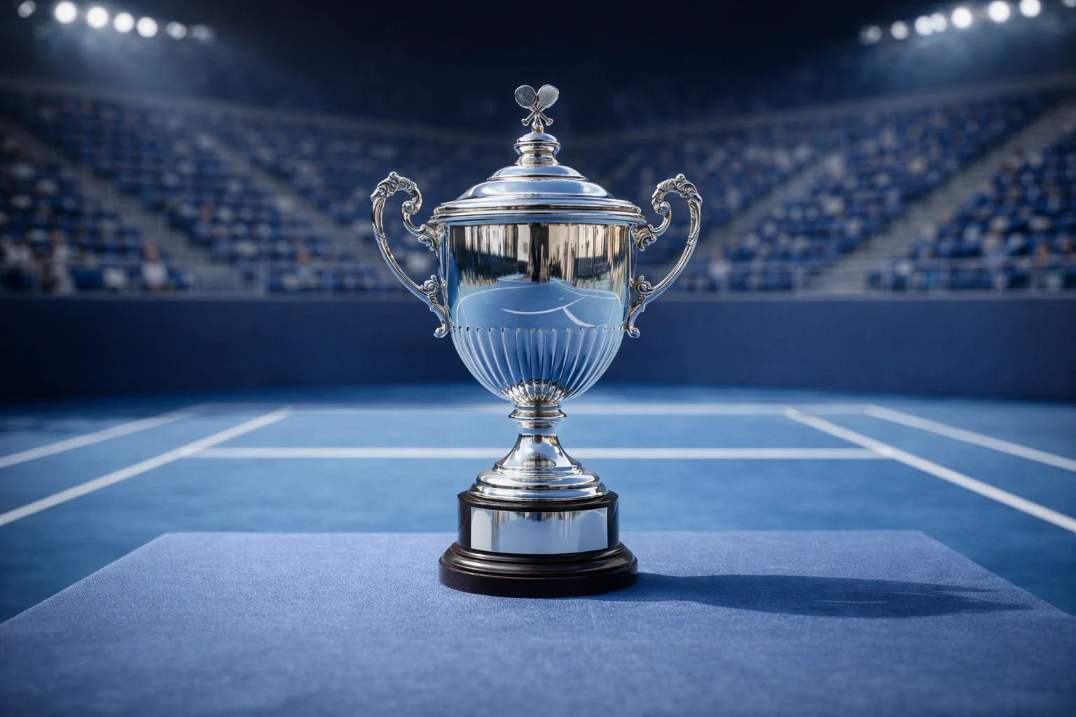 Tennistrofee op center court na finale