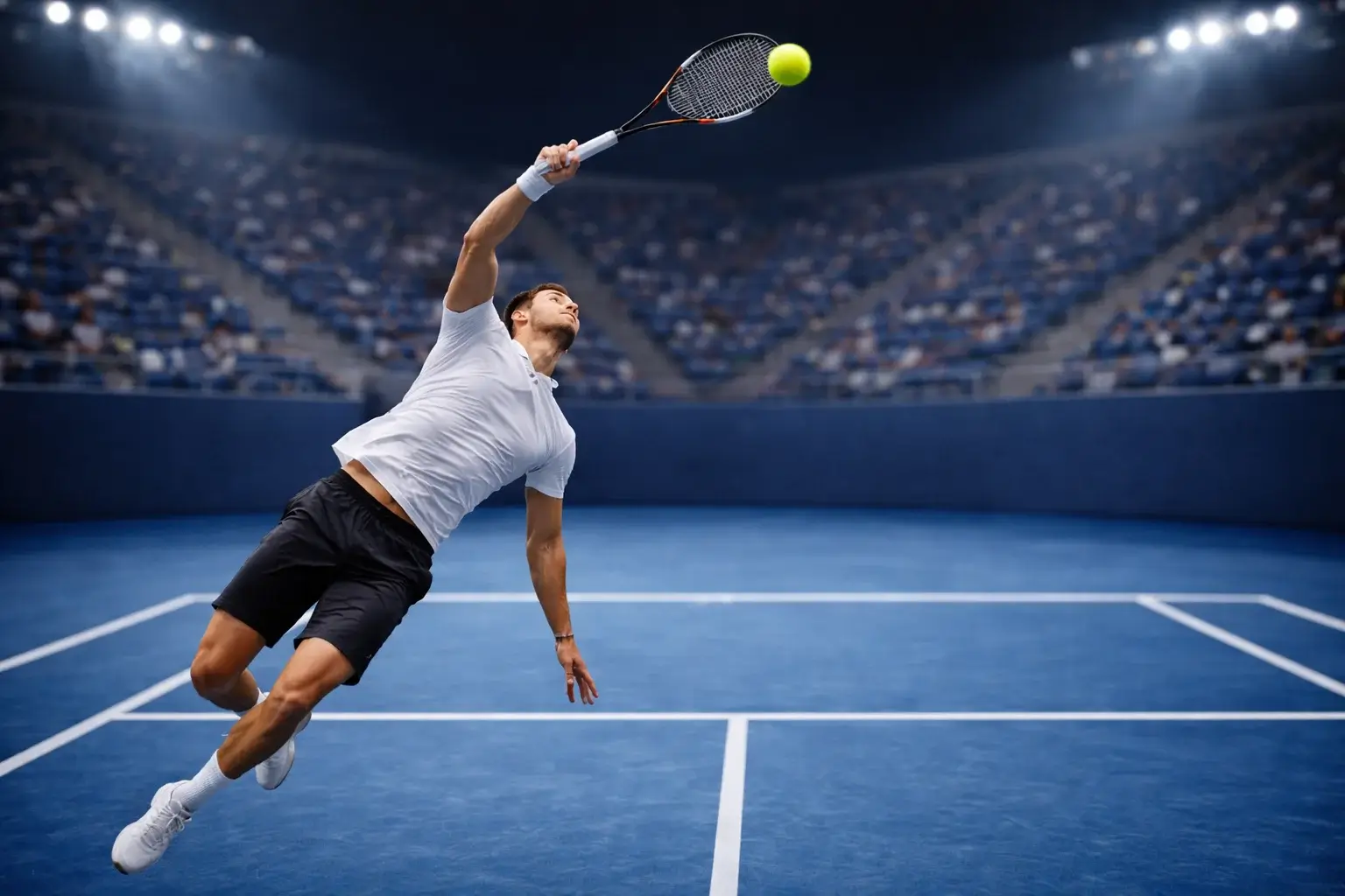 Tennisser slaat ace met krachtige service