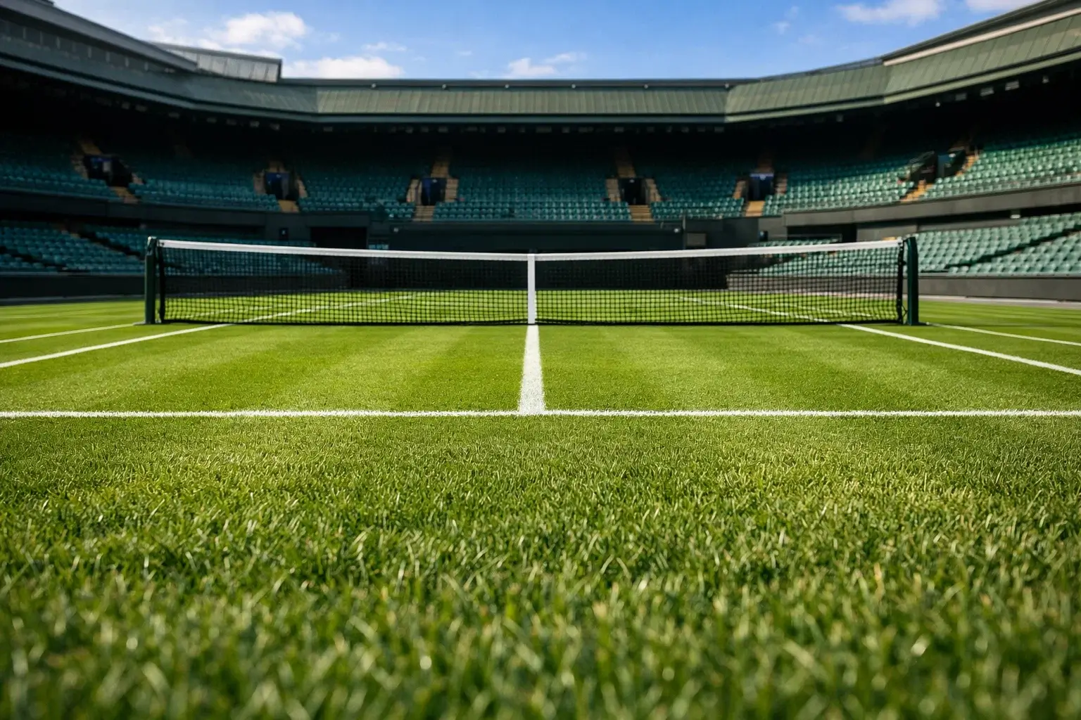Wimbledon grasbaan met Centre Court sfeer